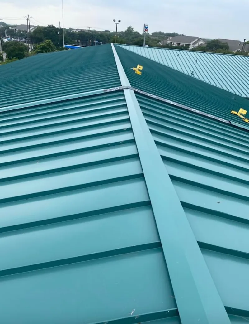 Green commercial metal roof ridge and valley for Metal Roof Repair in Bonita